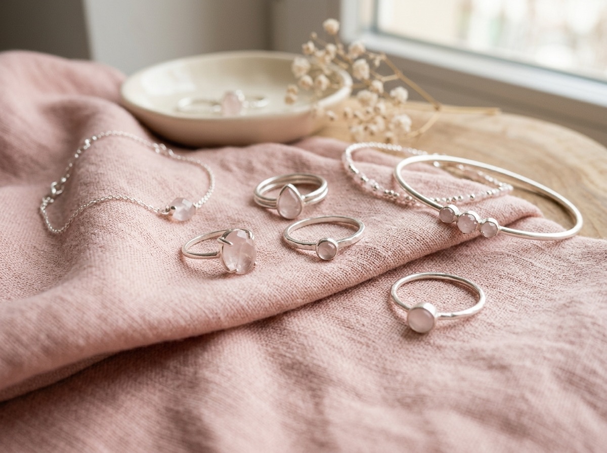 Collection Éclosion - argent 925 et quartz rose